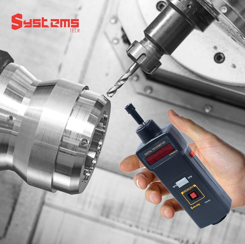 Systems Tech HTM-590 Contact Type Digital Tachometer: LED Red Display, Ideal for Industrial Applications, Accurate and Easy-to-Use RPM, Memory Recall, Best Battery Life, Low Battery Indicator, 1-sec Sampling Rate - Image 2